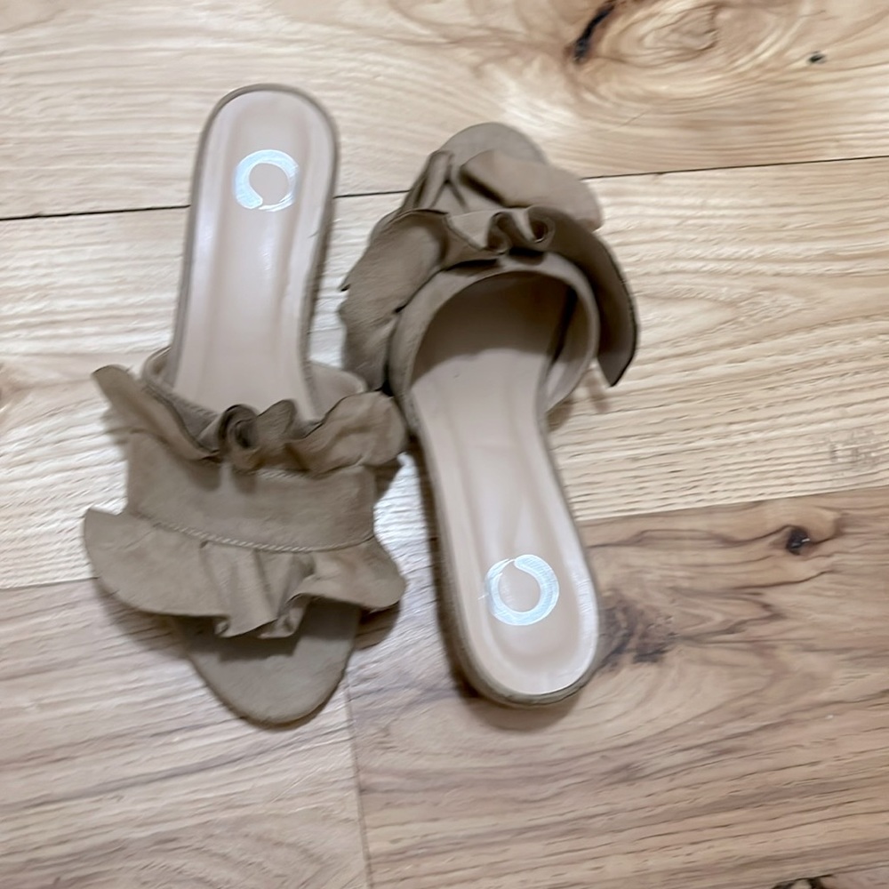 Taupe Sandals with Cute Ruffle